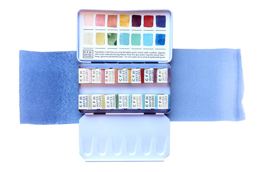 The 14-Color Desert Watercolor Palette, a Case for Making handmade watercolor travel palette.