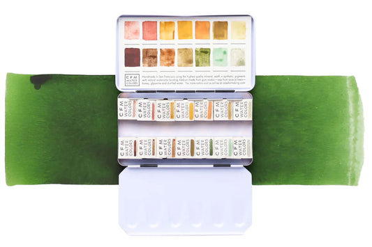 The 14-Color Natural Earth Watercolor Palette, a Case for Making handmade watercolor travel palette.