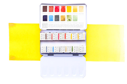 The 14-Color Combo Watercolor Palette, a Case for Making handmade watercolor travel palette.
