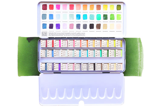 The 36-Color Ultimate Feels Blends Watercolor Palette, a Case for Making handmade watercolor travel palette.
