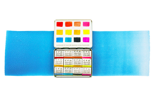 The 12-Color Watercolor Mixing Travel Palette, a Case for Making handmade watercolor travel palette.