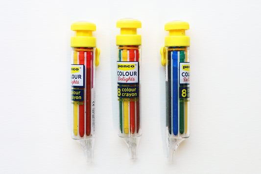 Penco 8 Color Delights Crayon, eight colors in one, with an easy-to-twist top so you can switch colors as you draw!