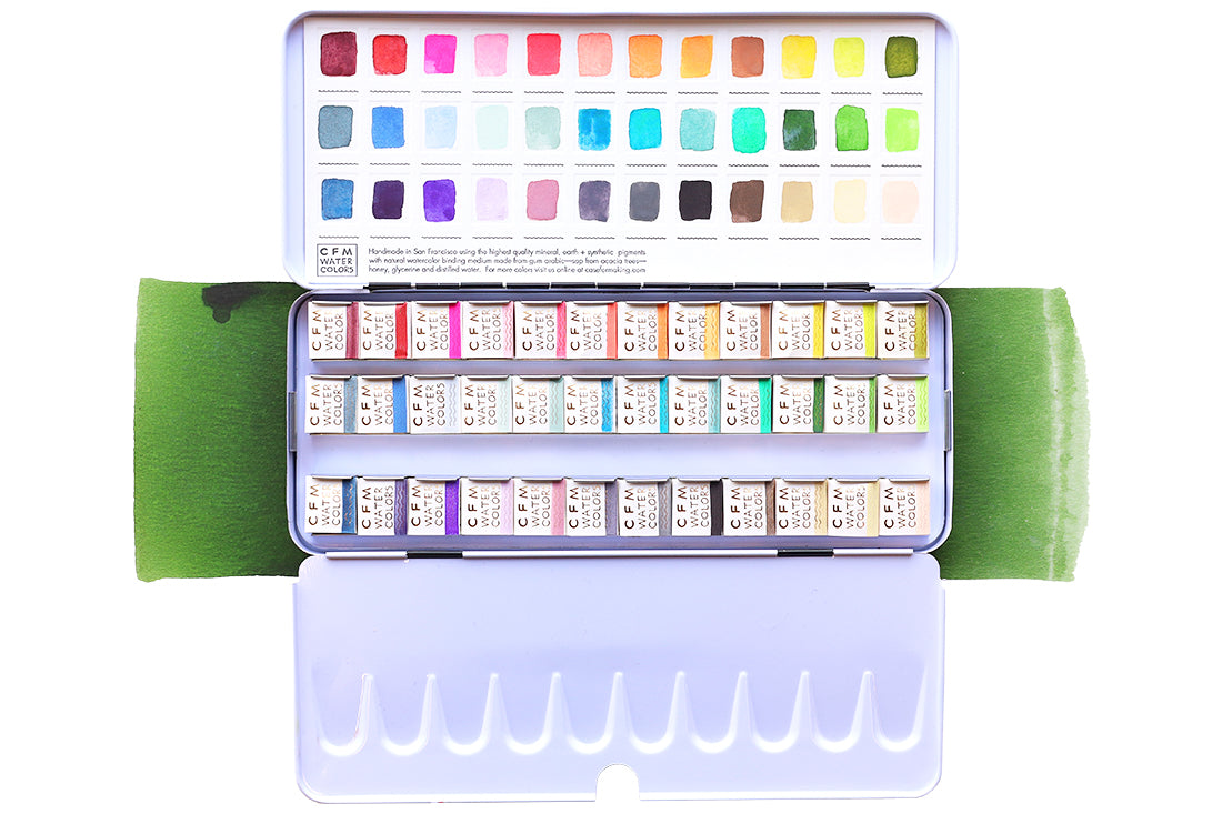 The 36-Color Ultimate Feels Blends Watercolor Palette, a Case for Making handmade watercolor travel palette.