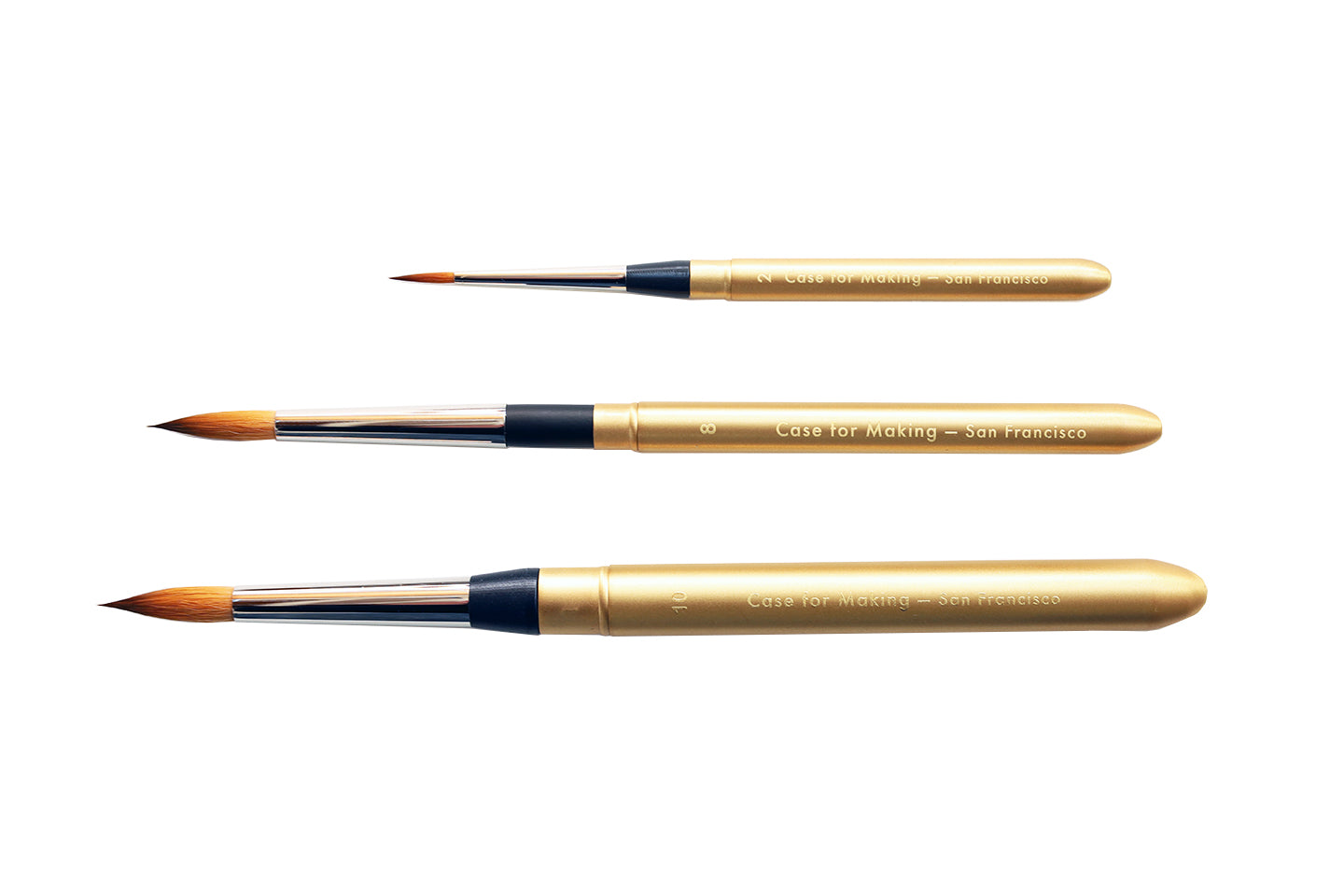 Additional product photo of the CfM Mini Matte Gold Travel Brushes.