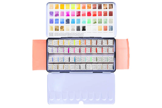 The 48-Color Core Collection Watercolor Palette, a Case for Making handmade watercolor travel palette.
