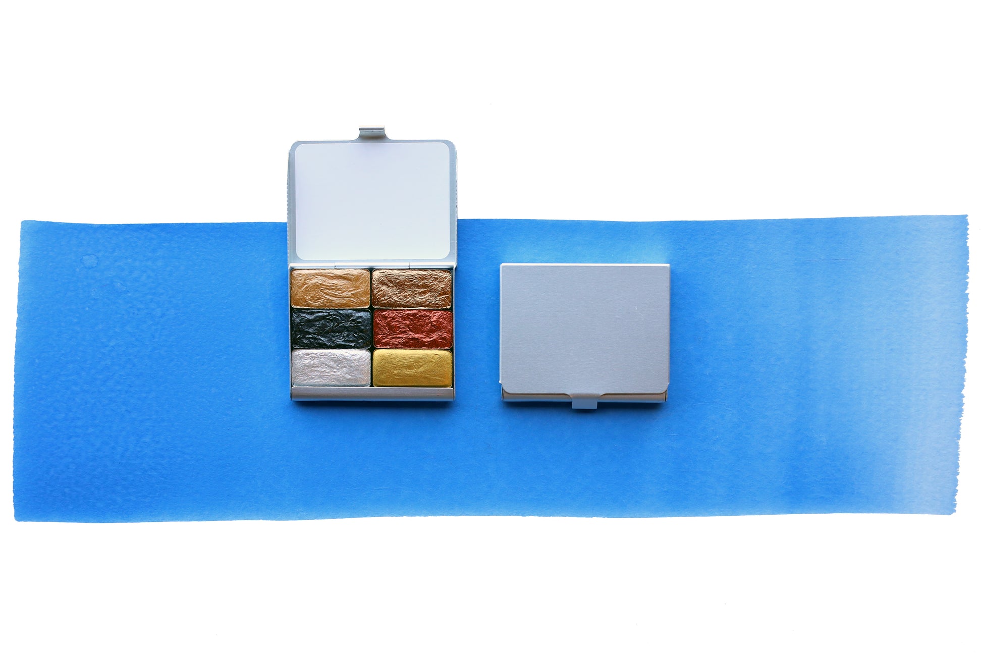 The Metallics Art Toolkit Watercolor Palette, a Case for Making handmade watercolor travel palette.