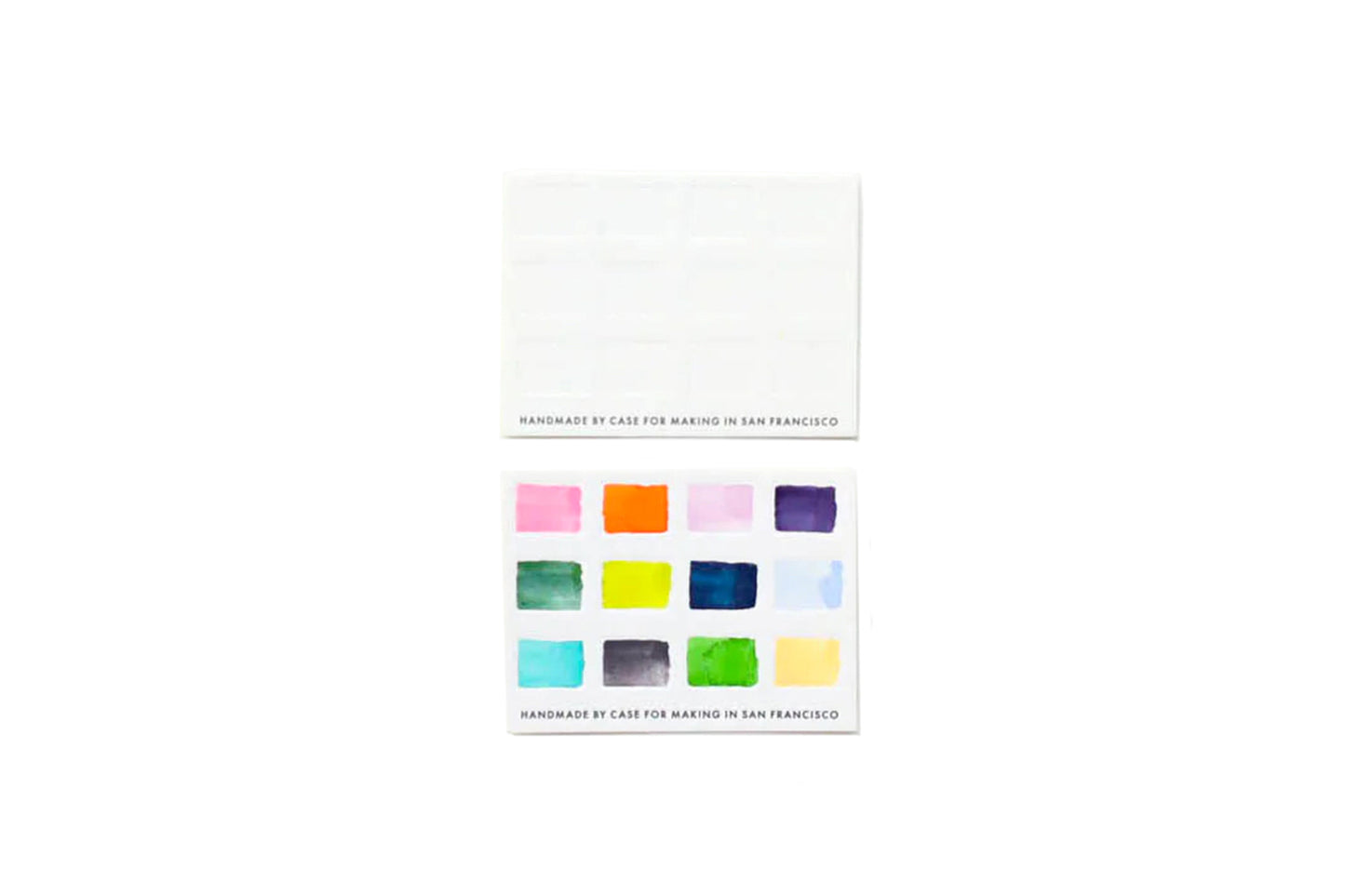 The CfM Travel Palette Swatch Card, a Case for Making handmade watercolor travel palette.