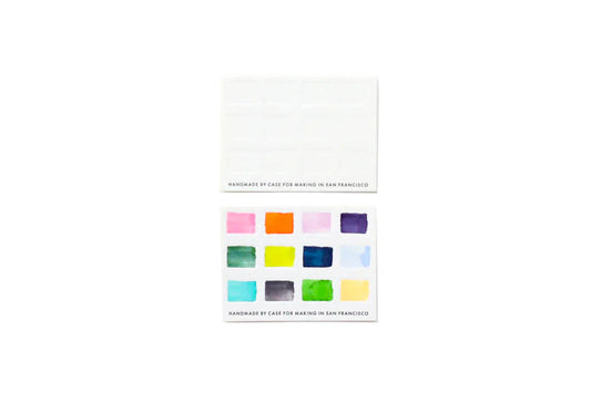 The CfM Travel Palette Swatch Card, a Case for Making handmade watercolor travel palette.
