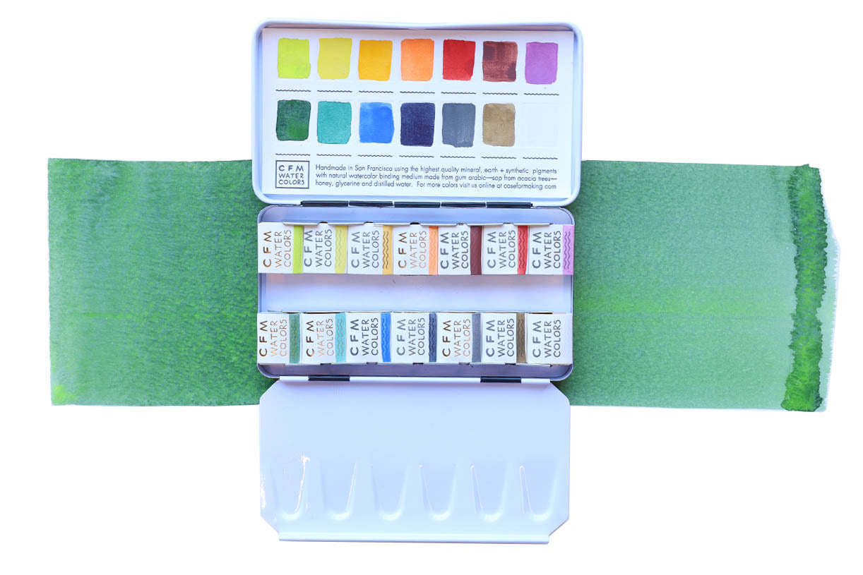 The 14-Color Coastal Watercolor Palette, a Case for Making handmade watercolor travel palette.