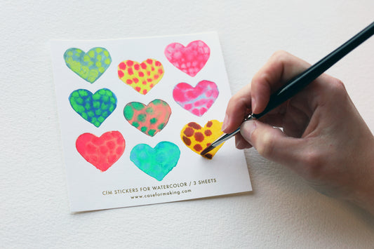 Additional product photo of the CfM Stickers for Watercolor - Hearts.