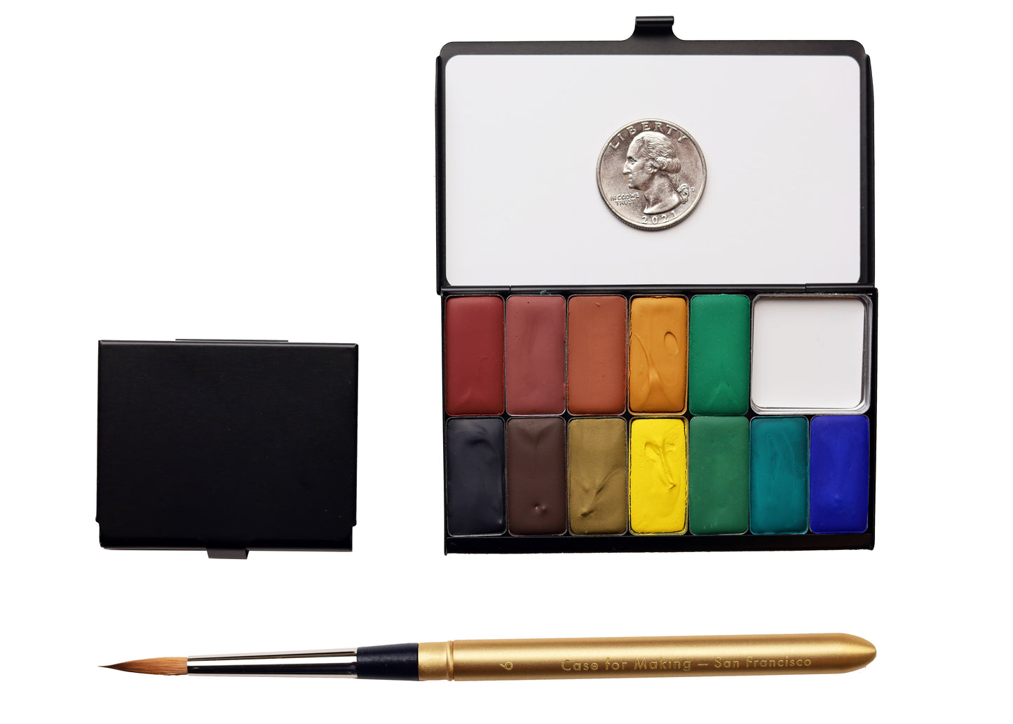 Case for Making pans filled with handmade watercolor paint, ready to be placed into the Desert Art Toolkit Watercolor Palettes.