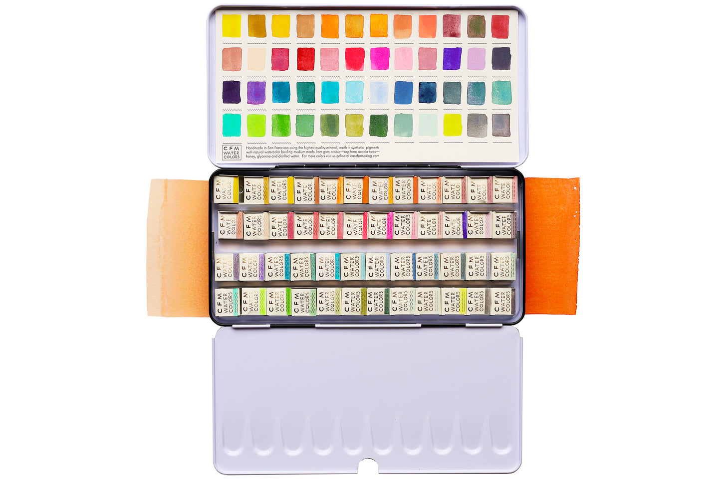 The 48-Color Max Feels Blends Watercolor Palette, a Case for Making handmade watercolor travel palette.