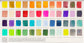 A close-up of the pre-painted swatch card for the 48-Color Max Feels Blends Watercolor Palette.