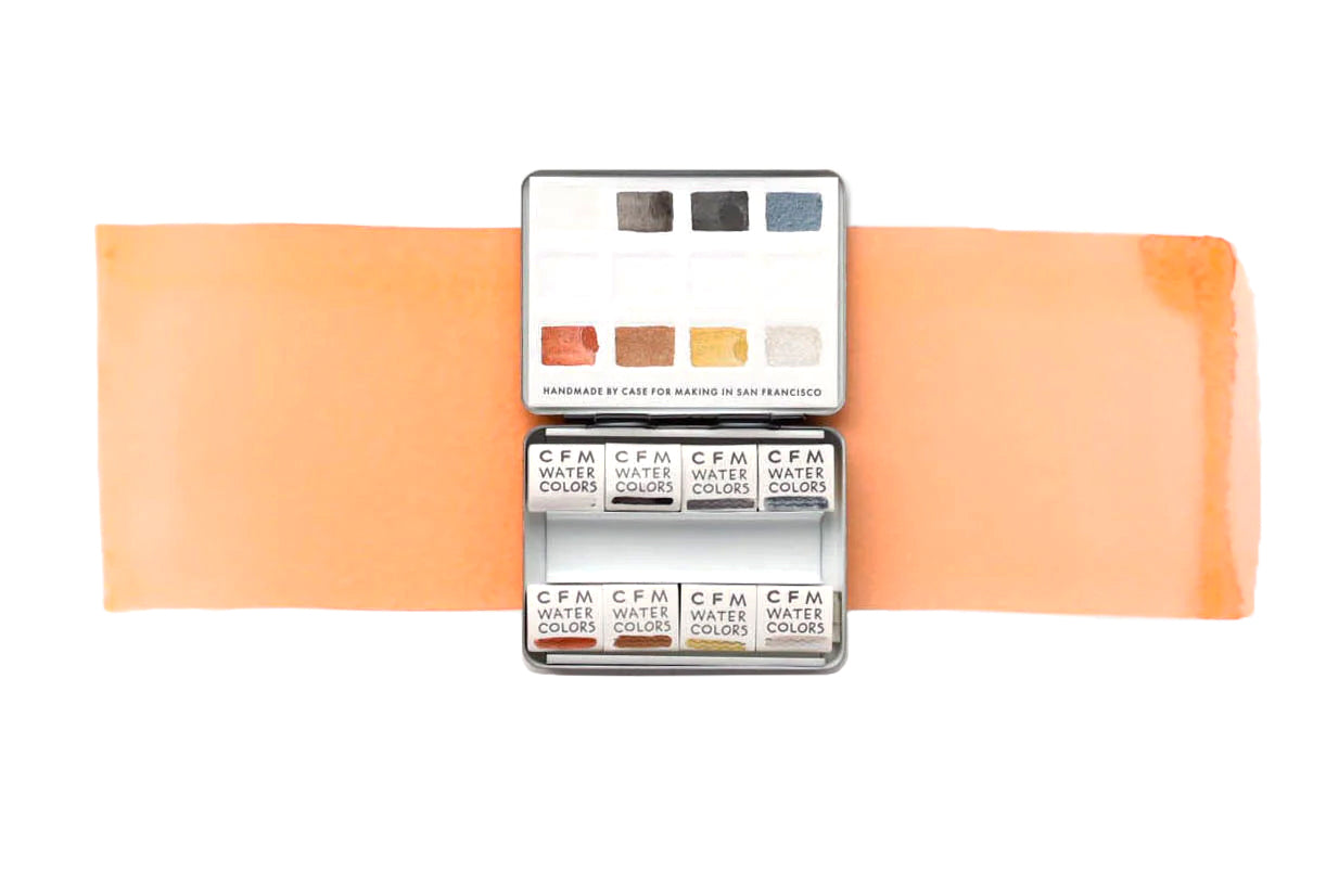The 8-Color Monochromatic Black/White/Metallic Watercolor Travel Palette, a Case for Making handmade watercolor travel palette.