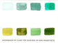 A close-up of the pre-painted swatch card for the 8-Color Monochromatic Green Watercolor Travel Palette.