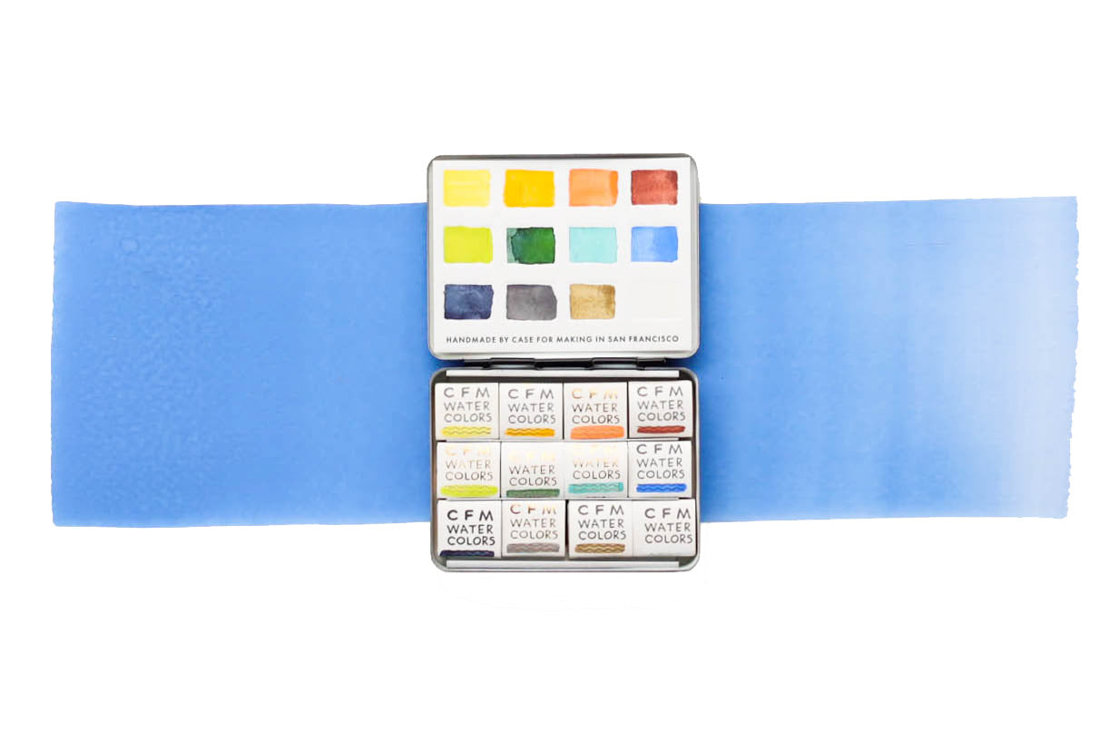 The 12-Color California Coastal Watercolor Travel Palette, a Case for Making handmade watercolor travel palette.