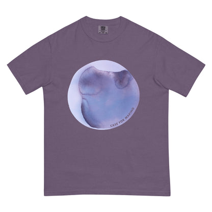 The CfM Smoke Circle Swatch Tee, a Comfort Colors t-shirt printed with a large circle swatch of CfM Smoke watercolor paint.