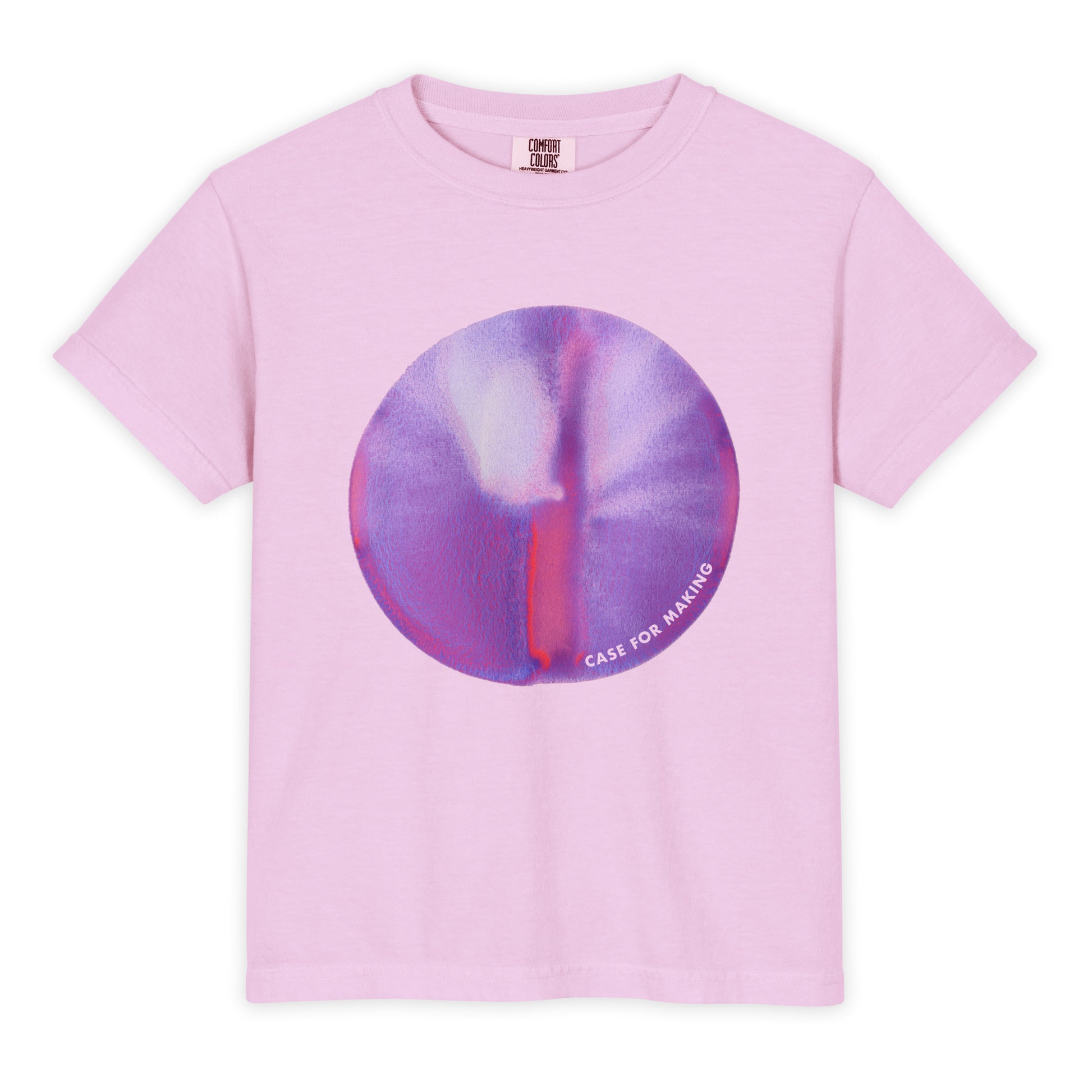 The Kids - CfM Nebula Circle Swatch Tee, a Comfort Colors t-shirt printed with a large circle swatch of CfM Nebula watercolor paint.