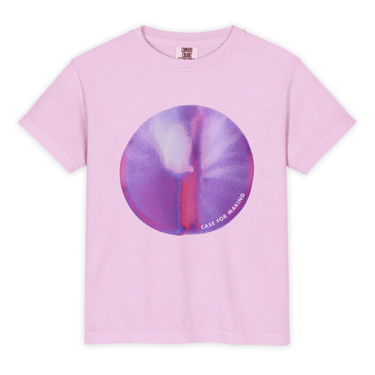 The Kids - CfM Nebula Circle Swatch Tee, a Comfort Colors t-shirt printed with a large circle swatch of CfM Nebula watercolor paint.