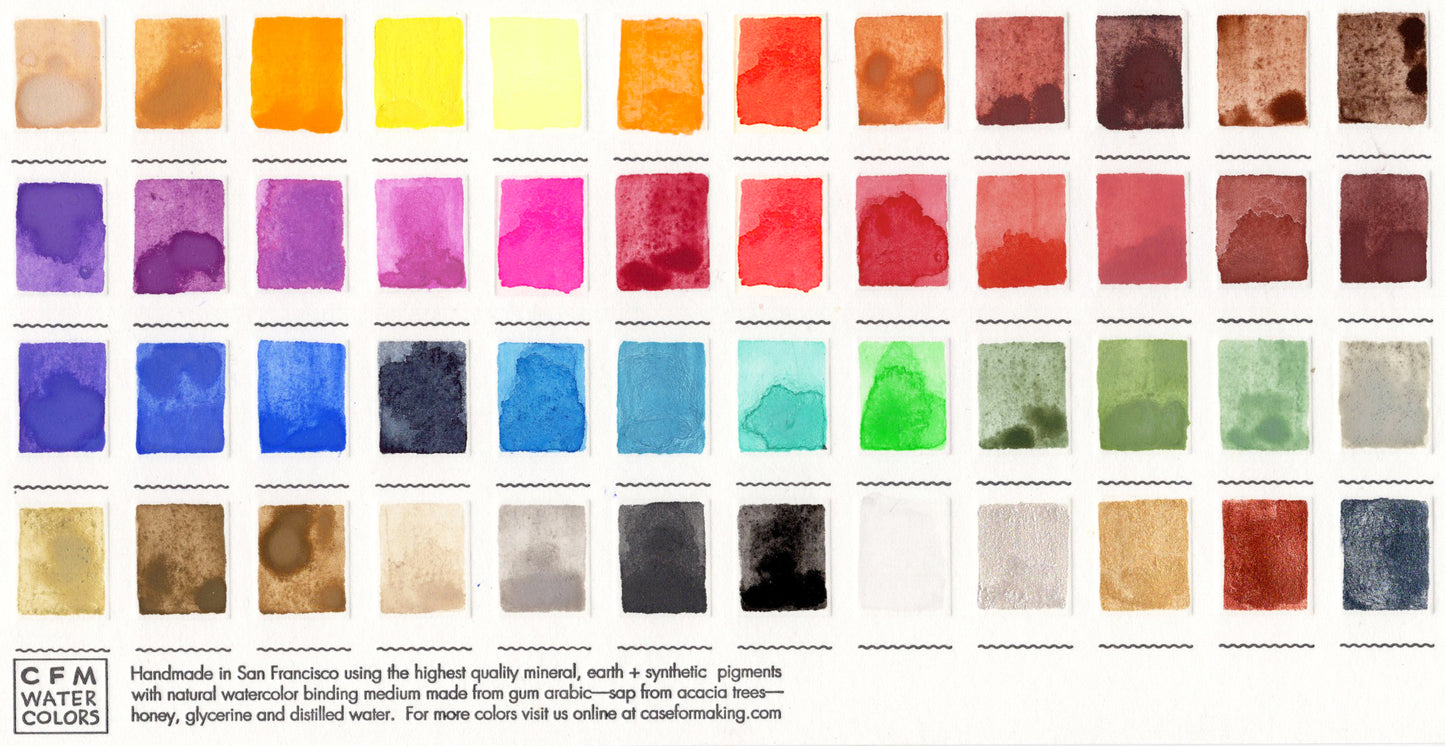 Close-up of the swatch card for the 48 Color Medium Set that features 48 warm and cool toned colors.