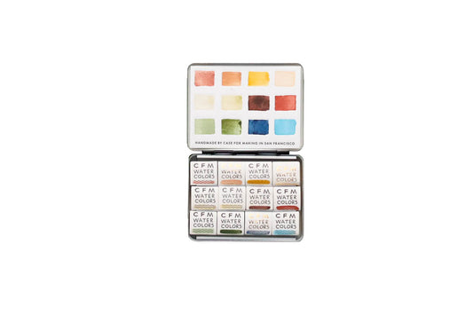 Case for Making pans filled with handmade watercolor paint, ready to be placed into the 12-Color California Desert Watercolor Travel Palette.