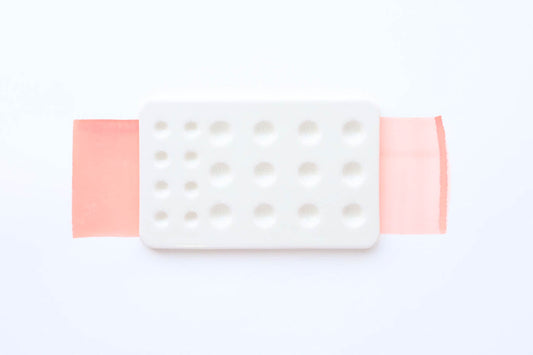 The CfM + Cloutier Ceramics Fillable Mixing Palette, a Case for Making handmade watercolor travel palette.