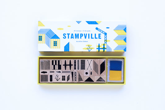Stampville Stamp Set, be the architect and designer of your dream home, small town, or mega city with this fun stamp kit!