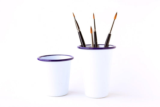 Crow Canyon Classic White and Blue Tumbler, you can't get more classic that a white and blue enamel cup!