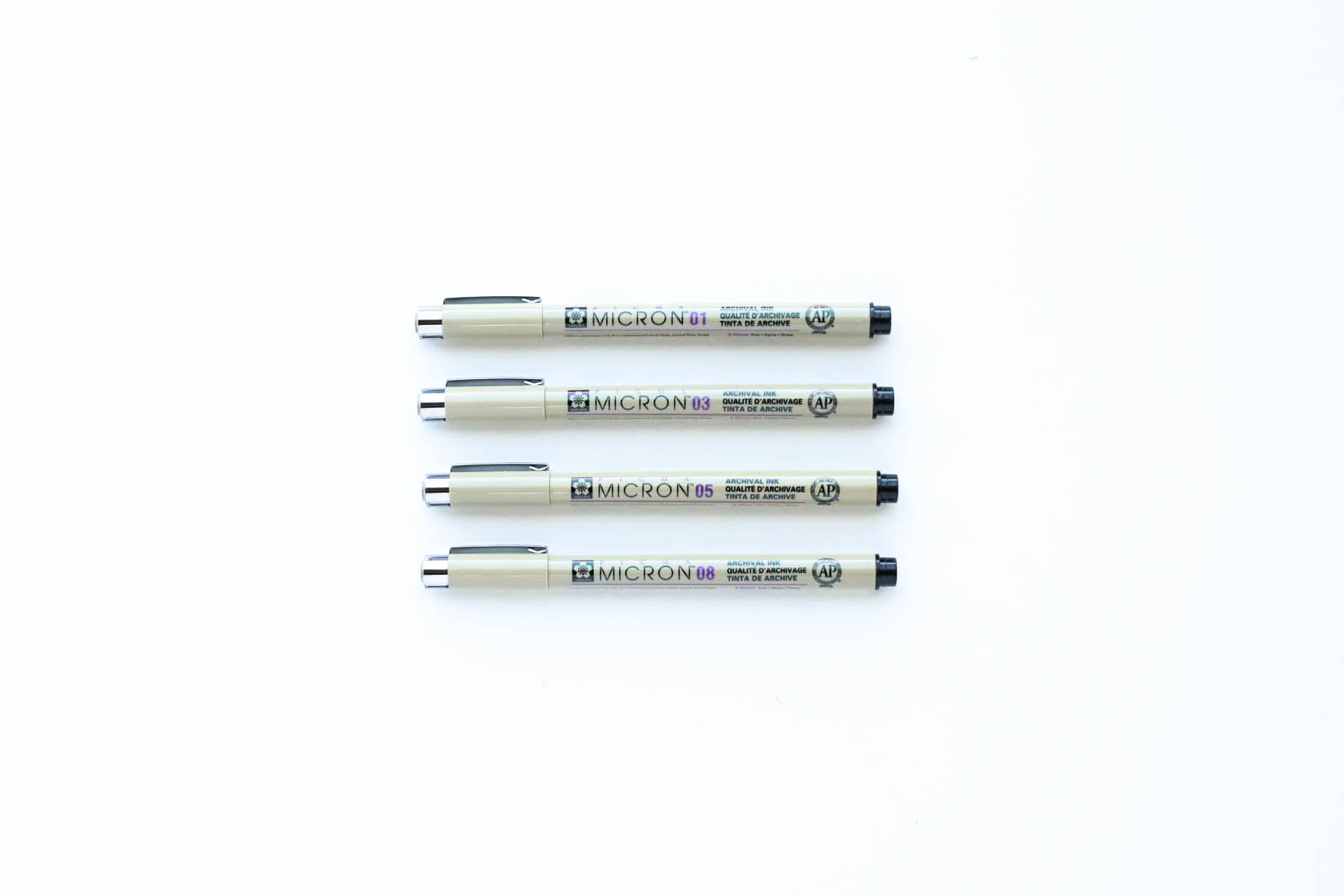A hand painted swatch of Sakura Pigma Microns.
