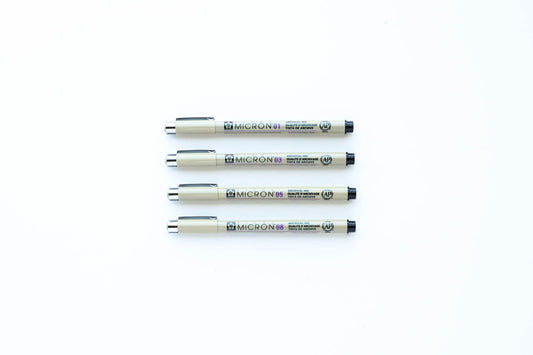 A hand painted swatch of Sakura Pigma Microns.
