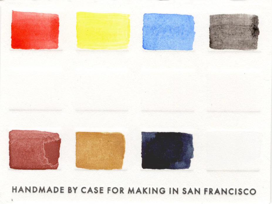 A close up of the pre-painted Primary Palette swatch card.