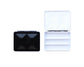The CfM Simple Travel Palette in Matte Black.  Shown closed and open, side by side. The open case features wells in the lid for mixing colors and can fit a removable swatch card.